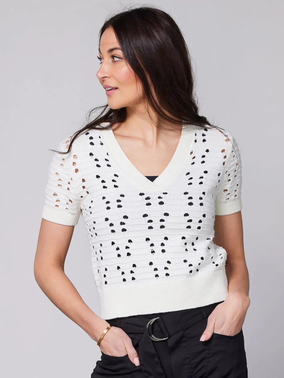 YAFFA s/s strikbluse