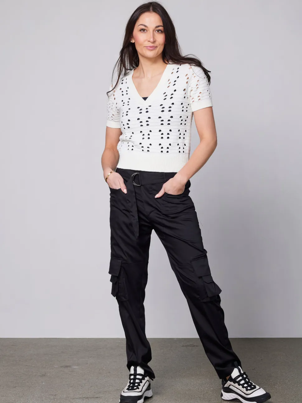 YAFFA s/s strikbluse